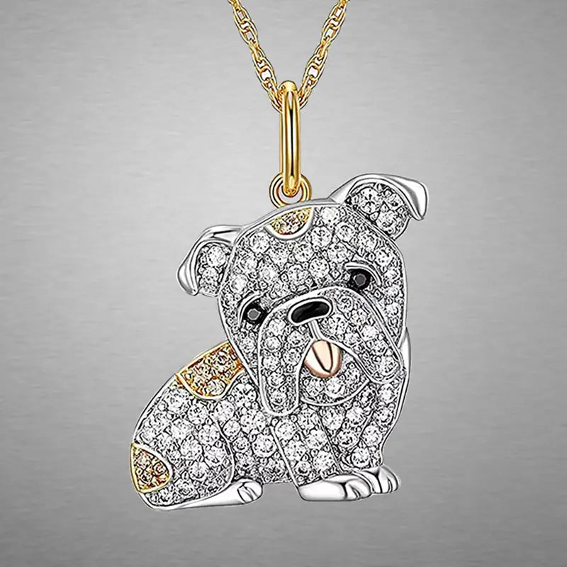 Sparkling English Bulldog Necklace