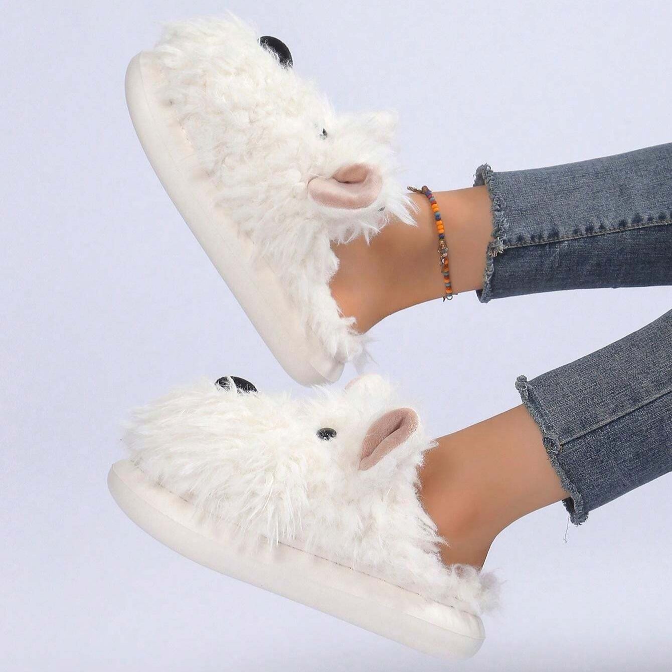 Fuzzy Westie Slippers
