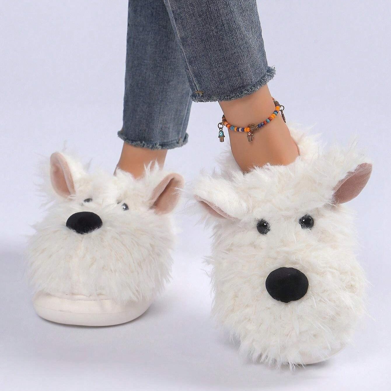 Fuzzy Westie Slippers