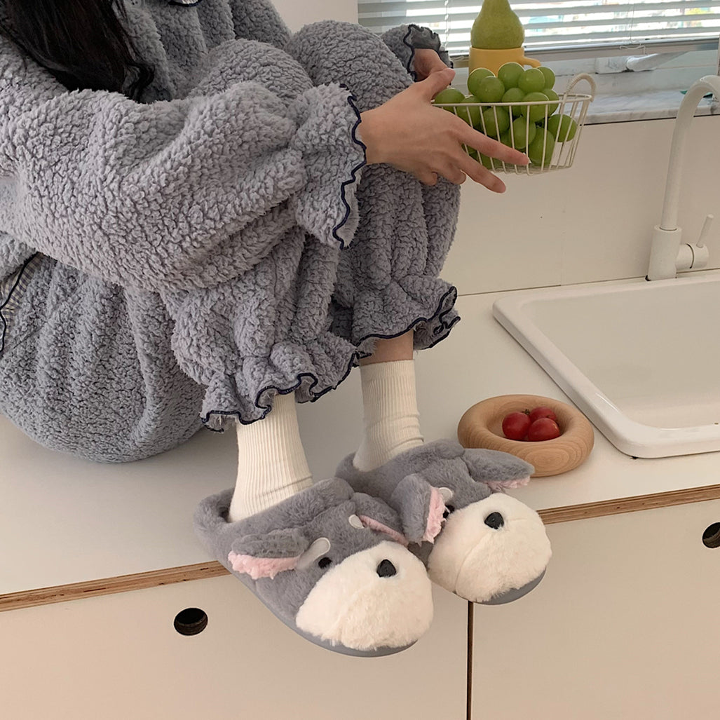 Fluffy Schnauzer Slippers | Ploocy