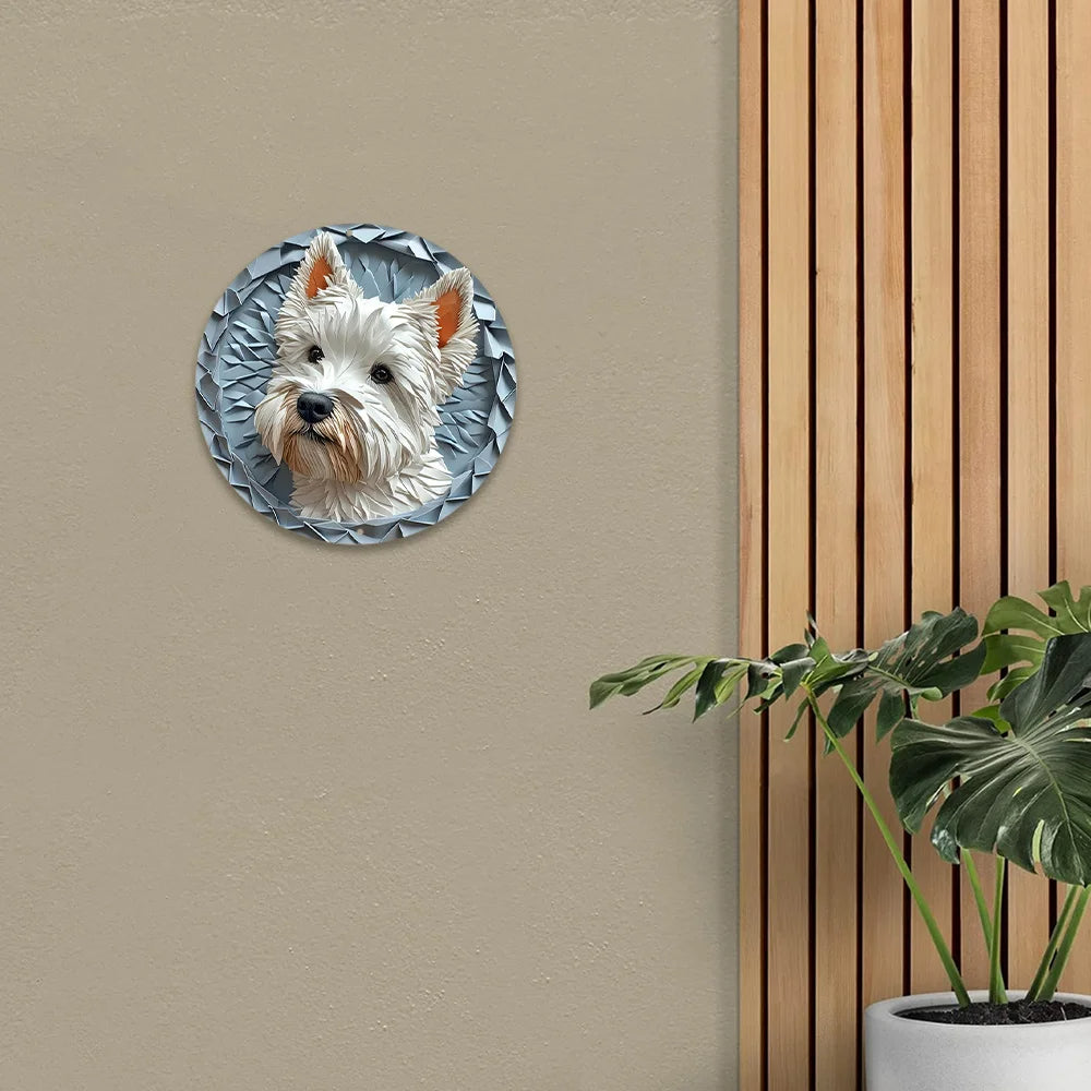 Westie Round Metal Plate