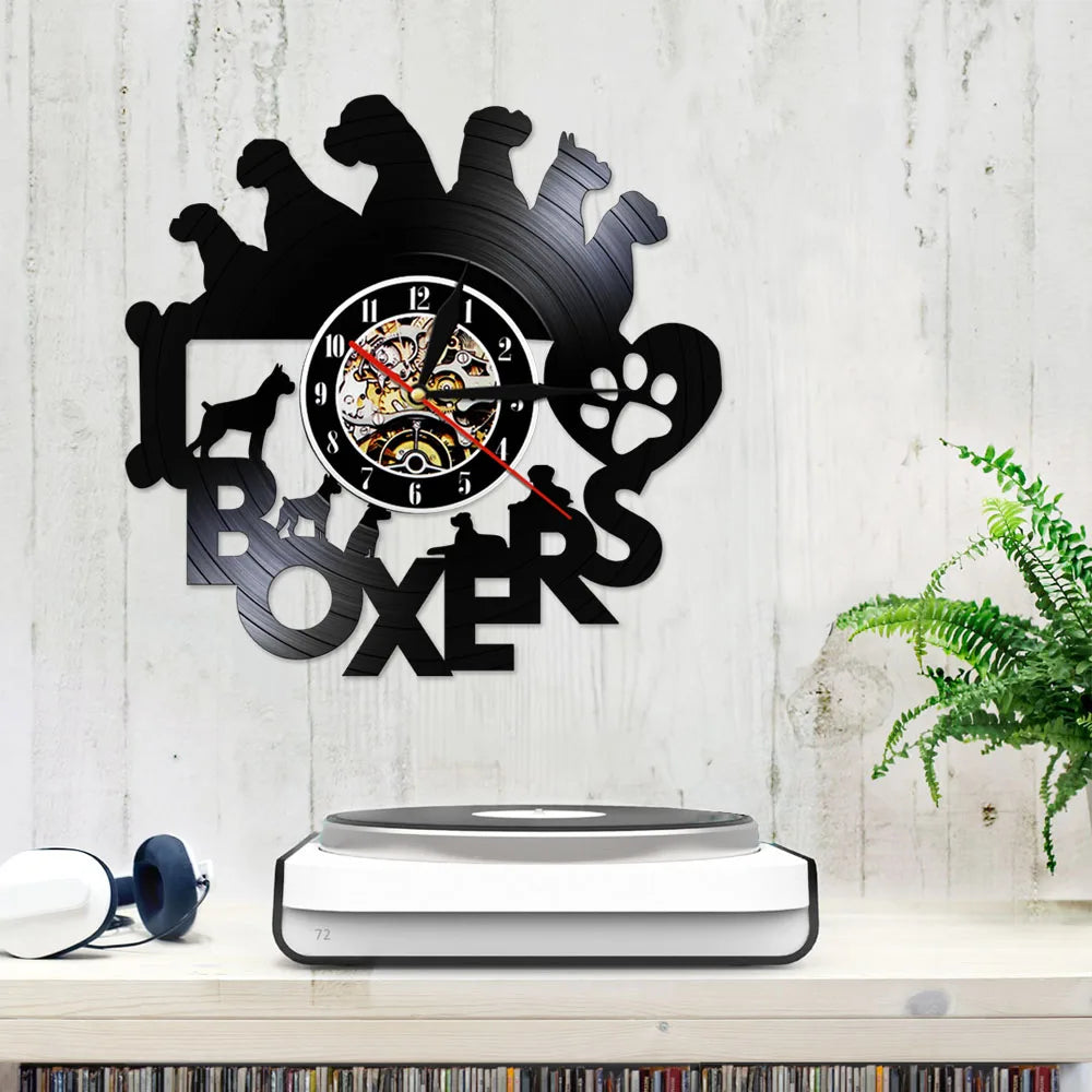 Vinyl Record Boxer Wall Clock