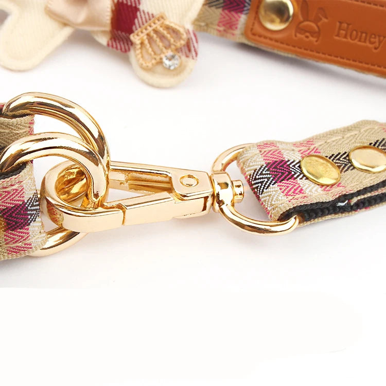 Plaid Schnauzer Dog Harness and Leash Set