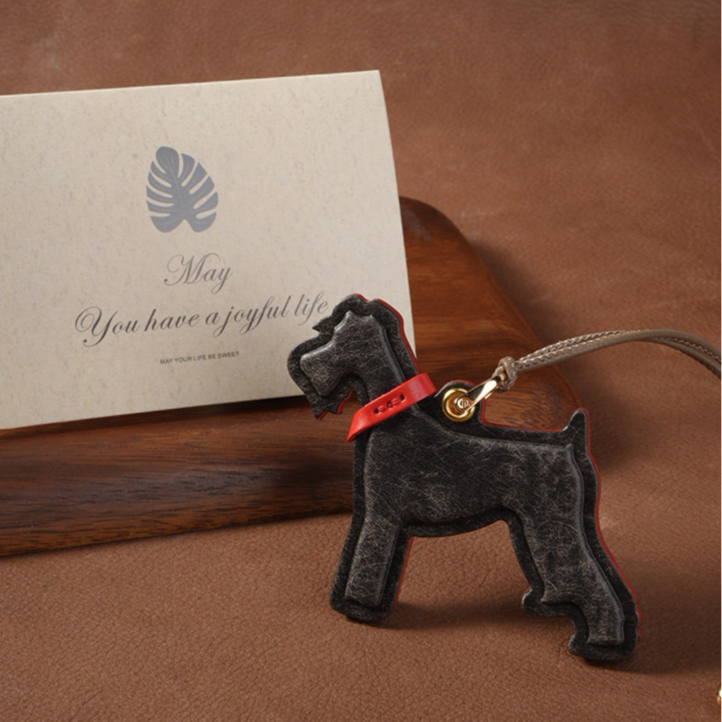 Luxury Schnauzer Leather Pendant