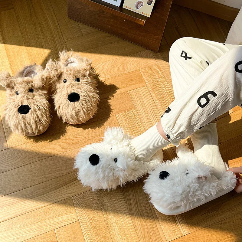 Fuzzy Westie Slippers