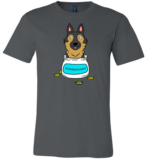 Antidepressant German Shepherd Premium Fitted Men/Unisex T-shirt