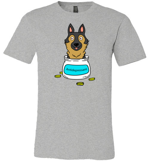 Antidepressant German Shepherd Premium Fitted Men/Unisex T-shirt