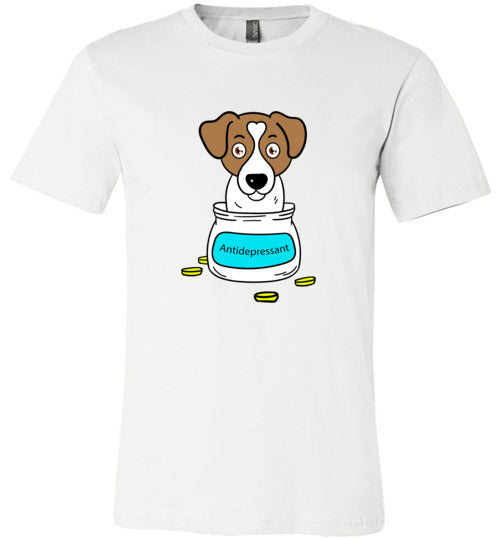 Antidepressant Jack Russell Premium Fitted Men/Unisex T-shirt