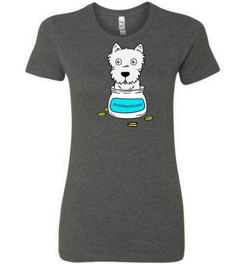 Antidepressant Westie Premium Fitted Lady T-shirt