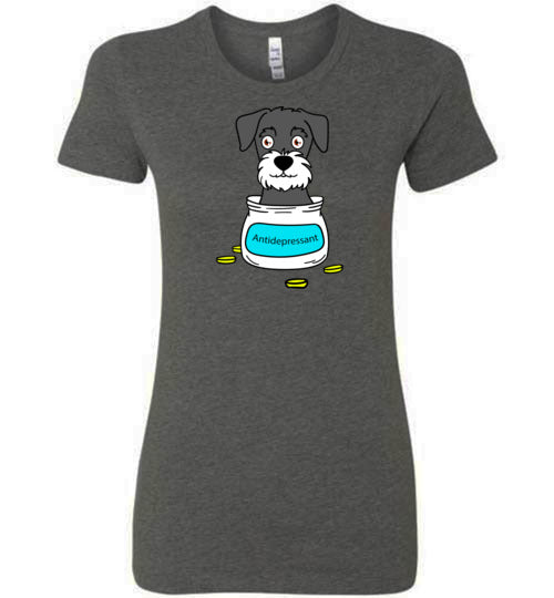 Antidepressant Schnauzer Premium Fitted Lady T-shirt