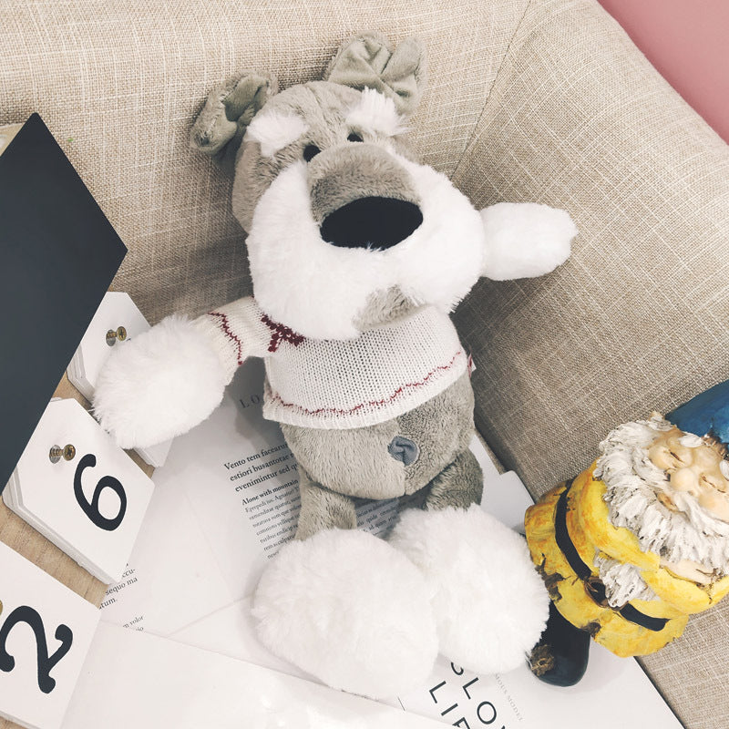 Schnauzer In Sweater Stuffed Toy