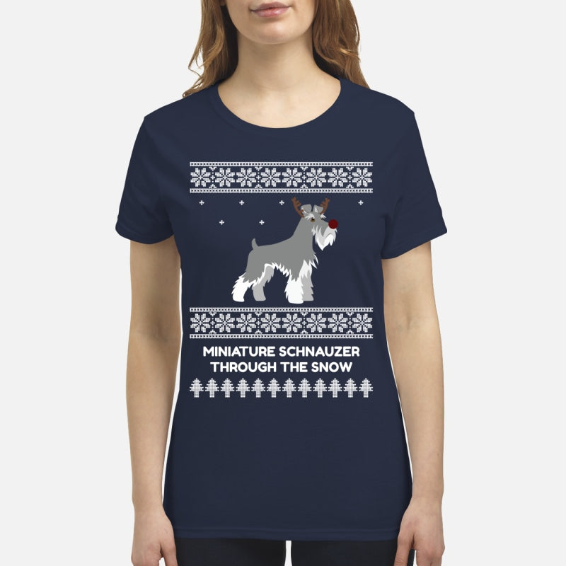 Miniature Schnauzer Through The Snow - Premium Women's T-shirt