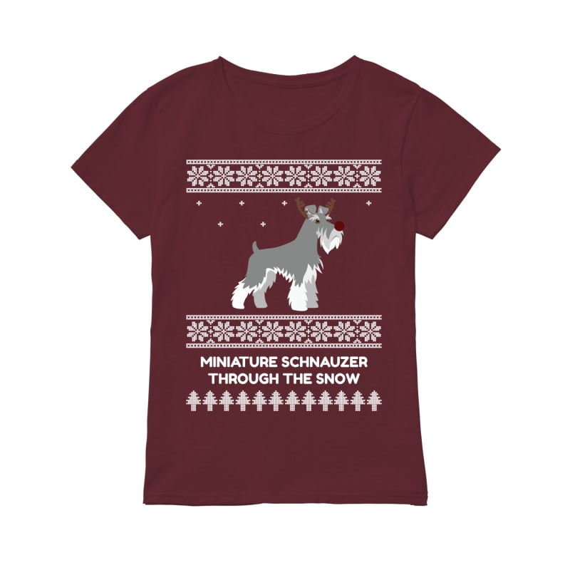 Miniature Schnauzer Through The Snow - Premium Women's T-shirt