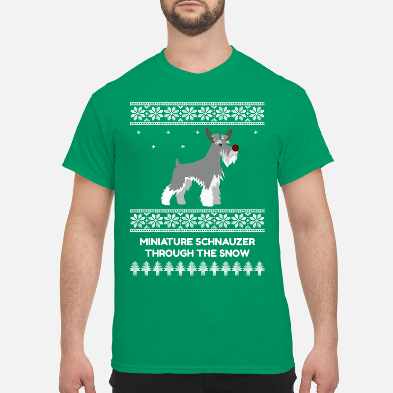 Miniature Schnauzer Through The Snow - Men's T-Shirt