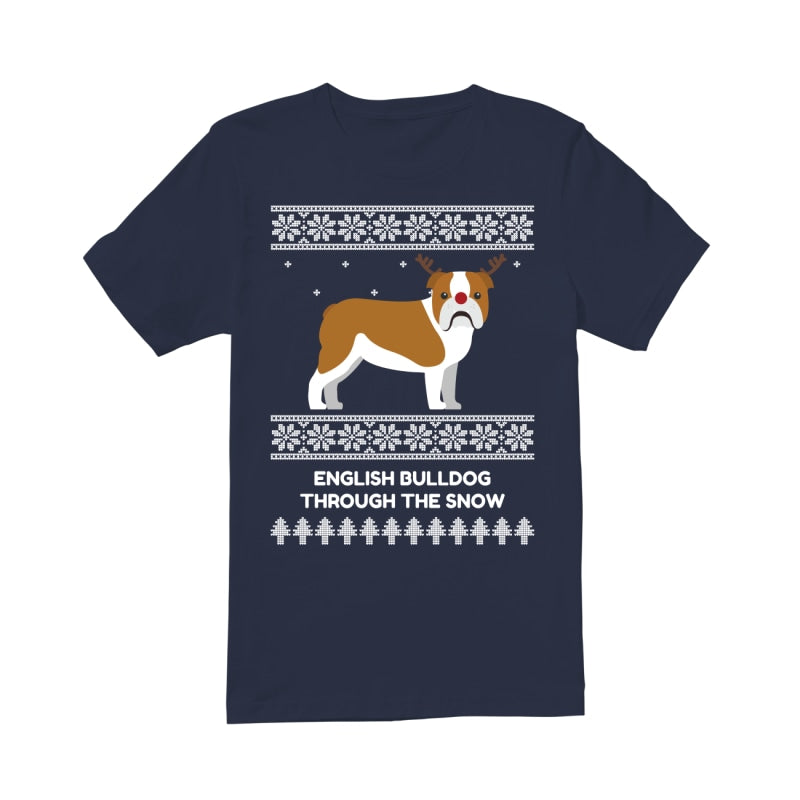 Bulldog Through The Snow - Premium Men's T-shirt