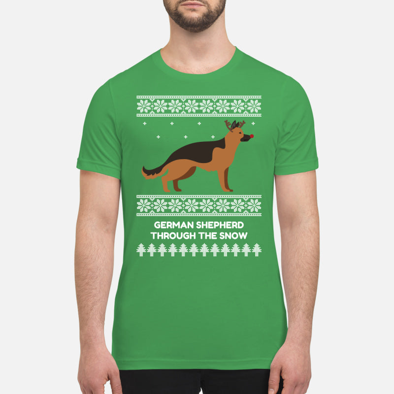 German Shepherd Through The Snow - Premium Men's T-shirt