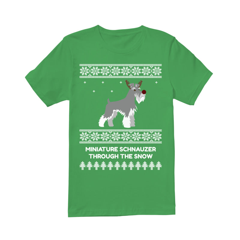 Miniature Schnauzer Through The Snow - Premium Men's T-shirt