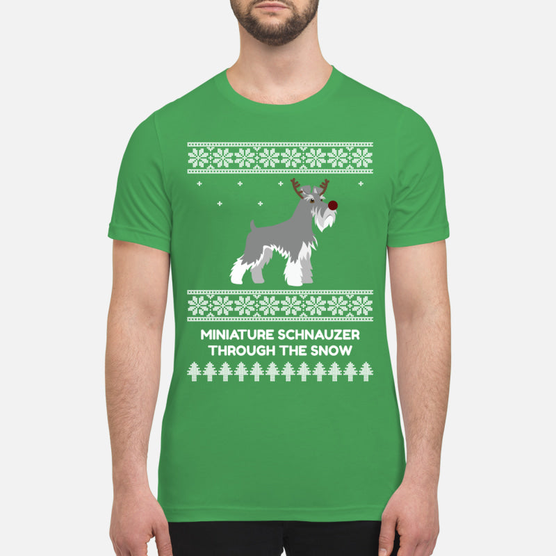 Miniature Schnauzer Through The Snow - Premium Men's T-shirt