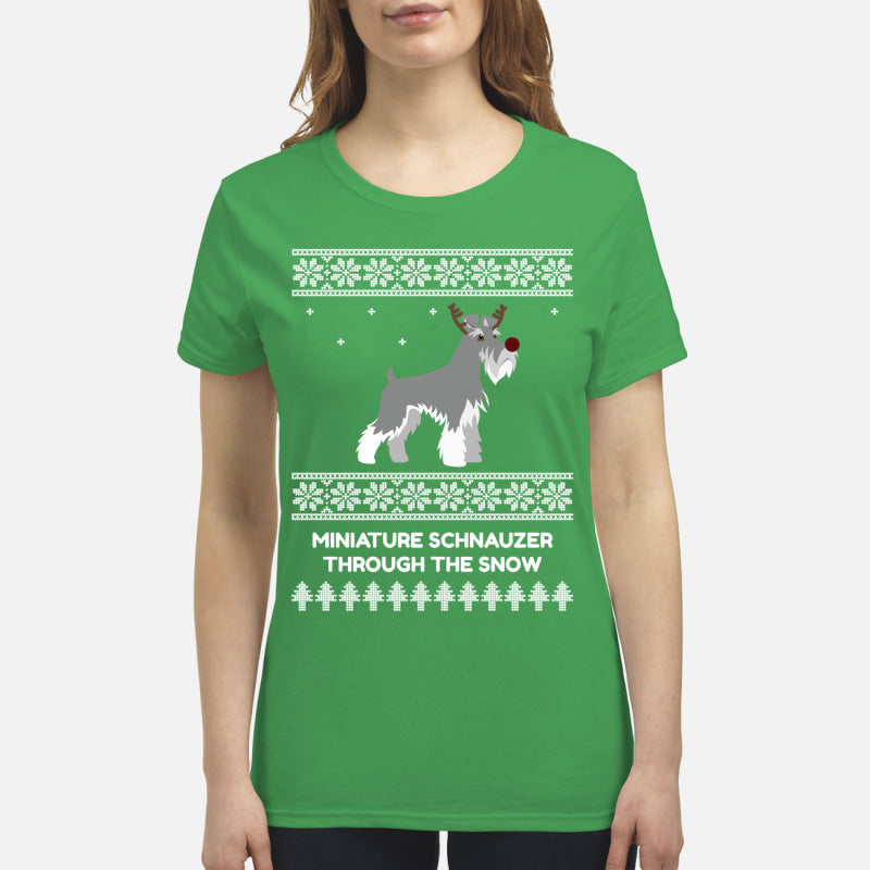 Miniature Schnauzer Through The Snow - Premium Women's T-shirt