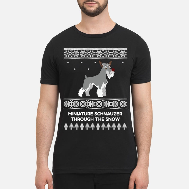 Miniature Schnauzer Through The Snow - Premium Men's T-shirt