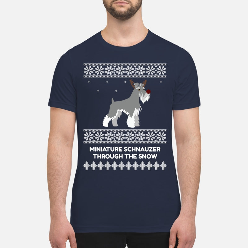 Miniature Schnauzer Through The Snow - Premium Men's T-shirt