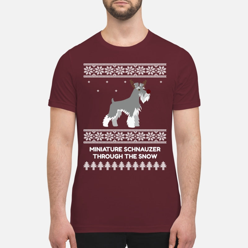 Miniature Schnauzer Through The Snow - Premium Men's T-shirt