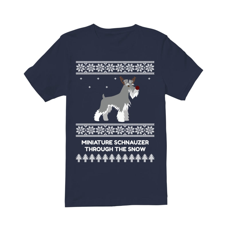 Miniature Schnauzer Through The Snow - Premium Men's T-shirt