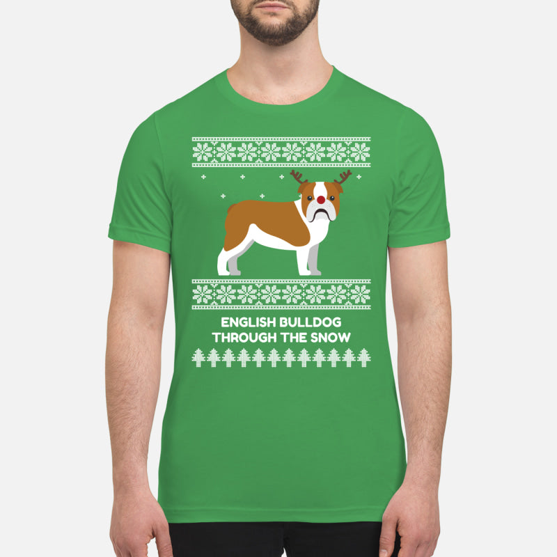 Bulldog Through The Snow - Premium Men's T-shirt