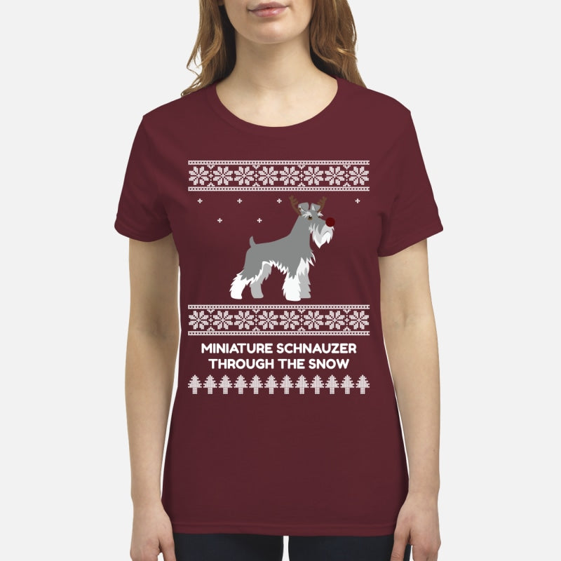 Miniature Schnauzer Through The Snow - Premium Women's T-shirt