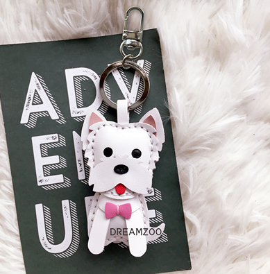 Luxury Leather Westie Pendant And Keychain