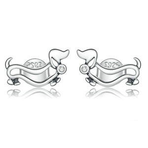 925 Sterling Silver Dachshund Earrings 1