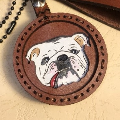 Leather English Bulldog Keychain