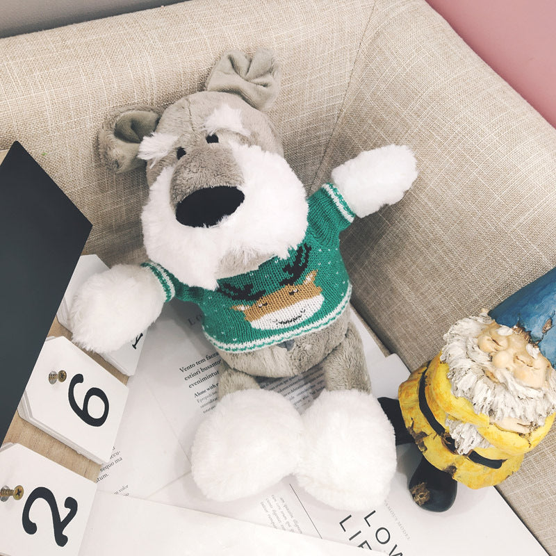 Schnauzer In Sweater Stuffed Toy