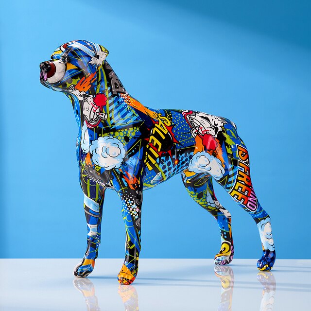 Graffiti Rottweiler Statue