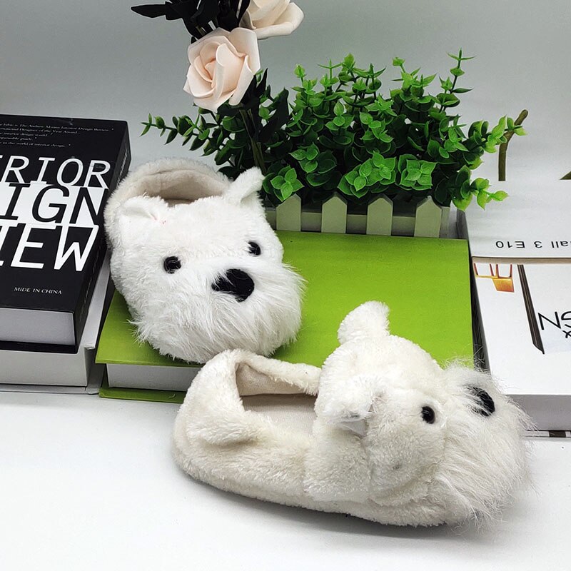 Fuzzy Westie Slippers