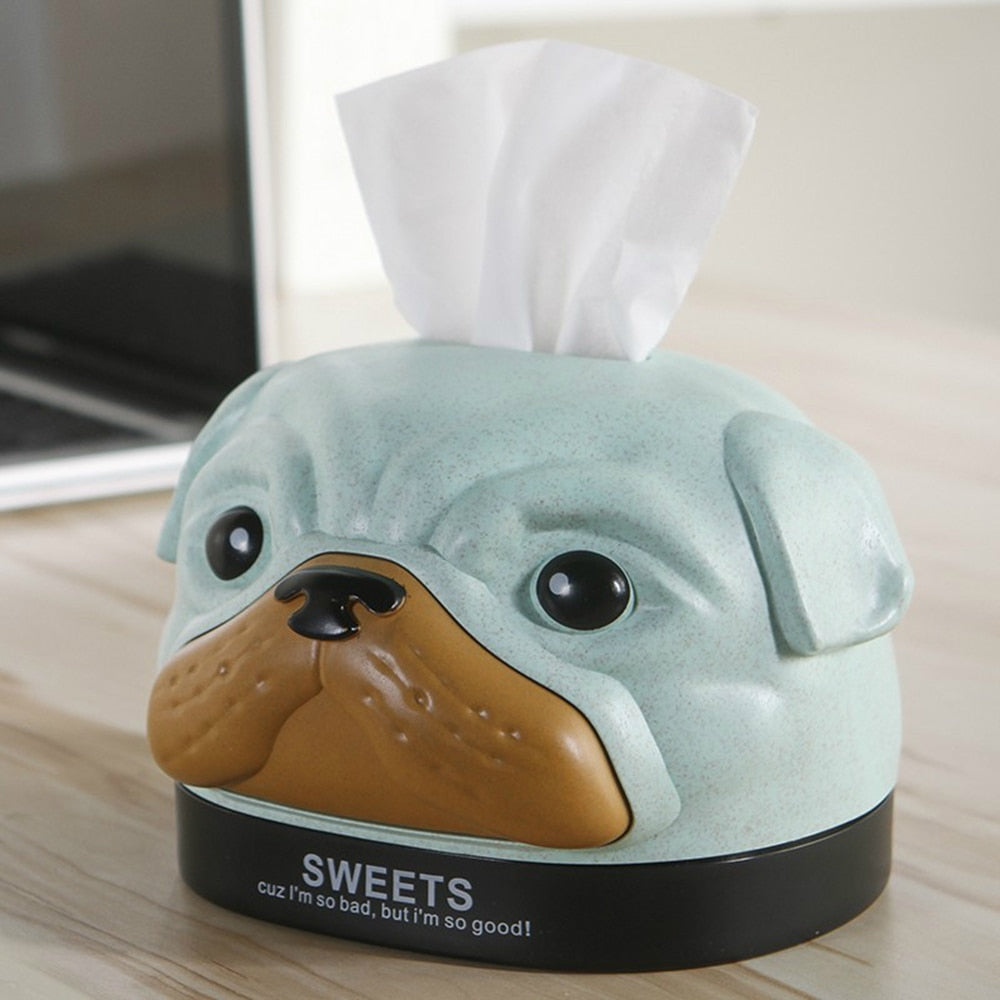 Home Car Tissue Box Container Cartoon Dog Napkin Tissue Dispenser Facial Hand Paper Case Storage Holder Office Desktop Decor