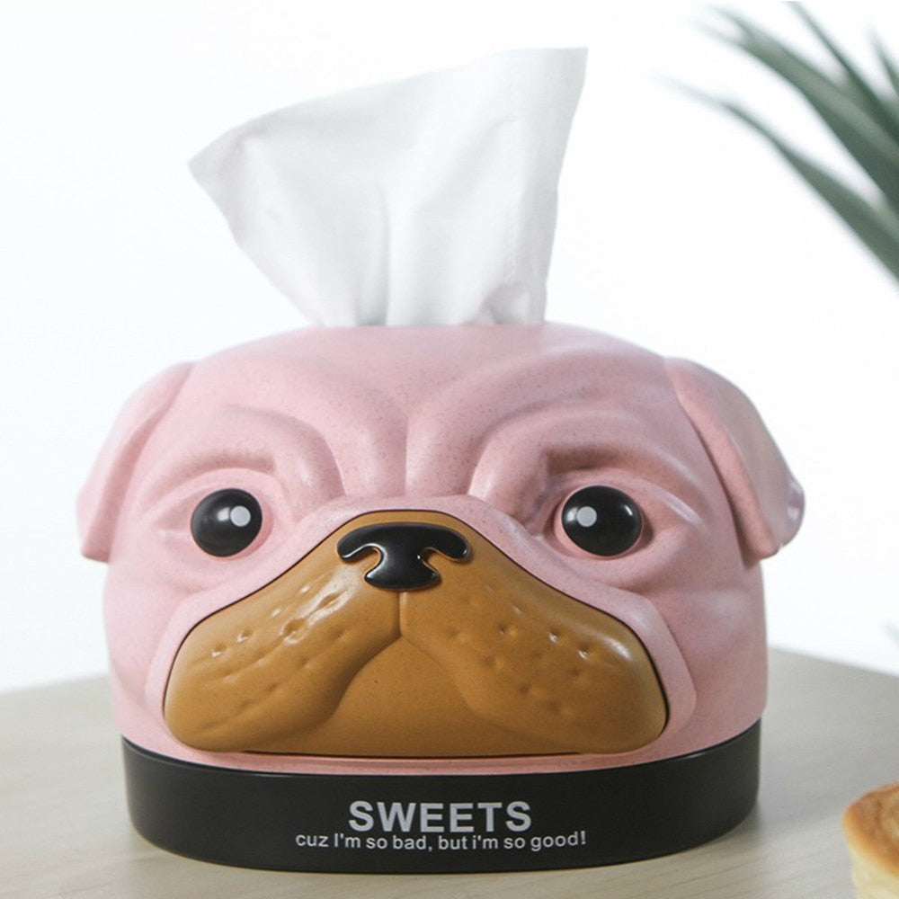 Home Car Tissue Box Container Cartoon Dog Napkin Tissue Dispenser Facial Hand Paper Case Storage Holder Office Desktop Decor