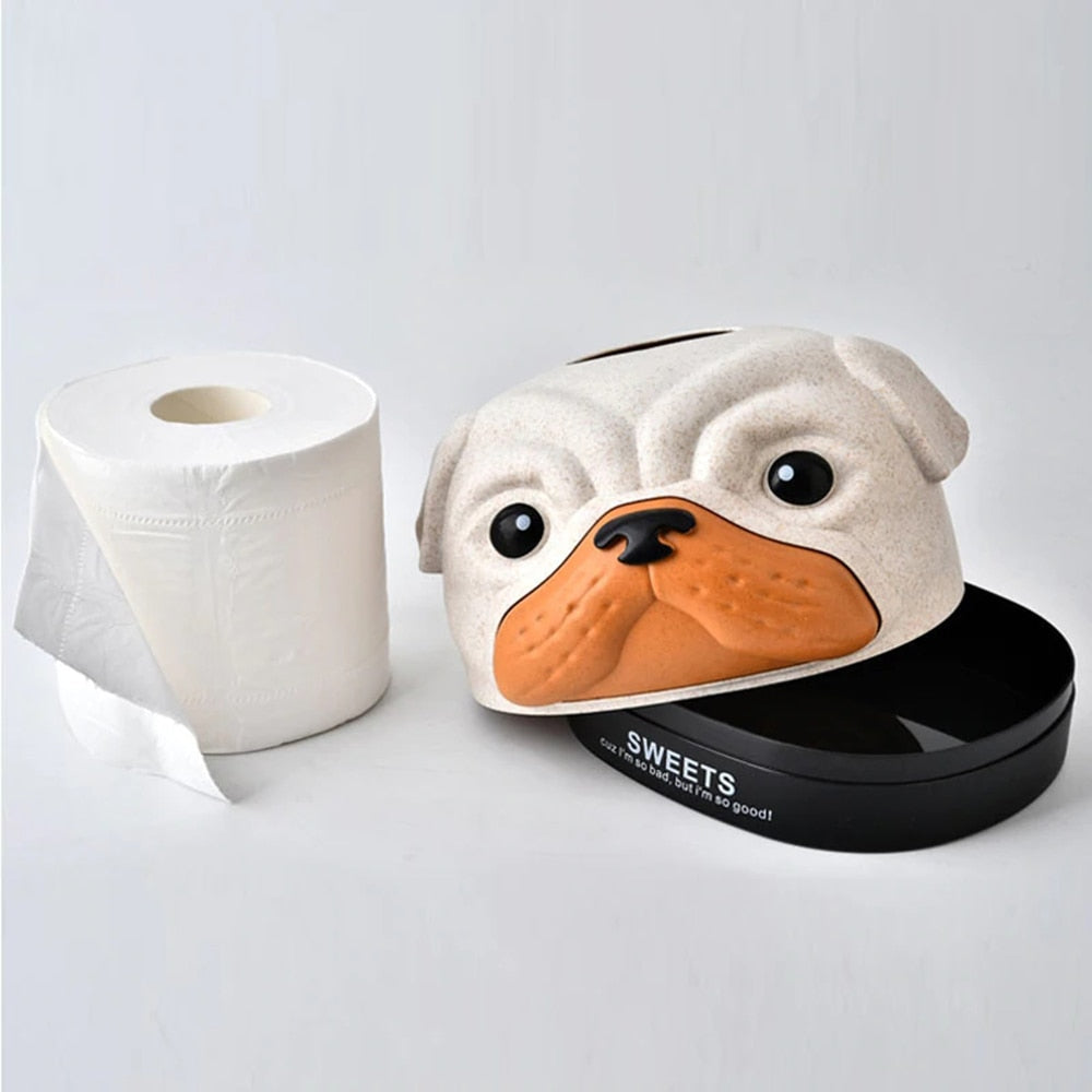 Home Car Tissue Box Container Cartoon Dog Napkin Tissue Dispenser Facial Hand Paper Case Storage Holder Office Desktop Decor