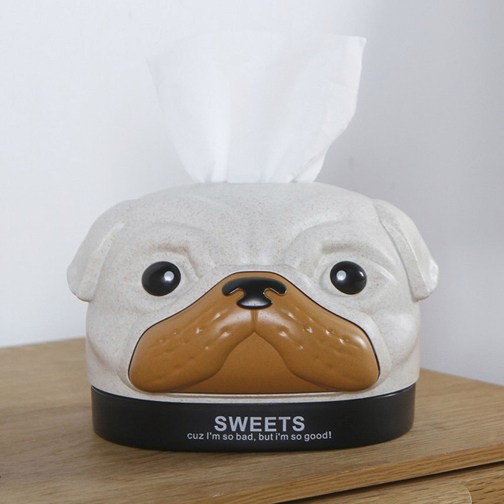Home Car Tissue Box Container Cartoon Dog Napkin Tissue Dispenser Facial Hand Paper Case Storage Holder Office Desktop Decor