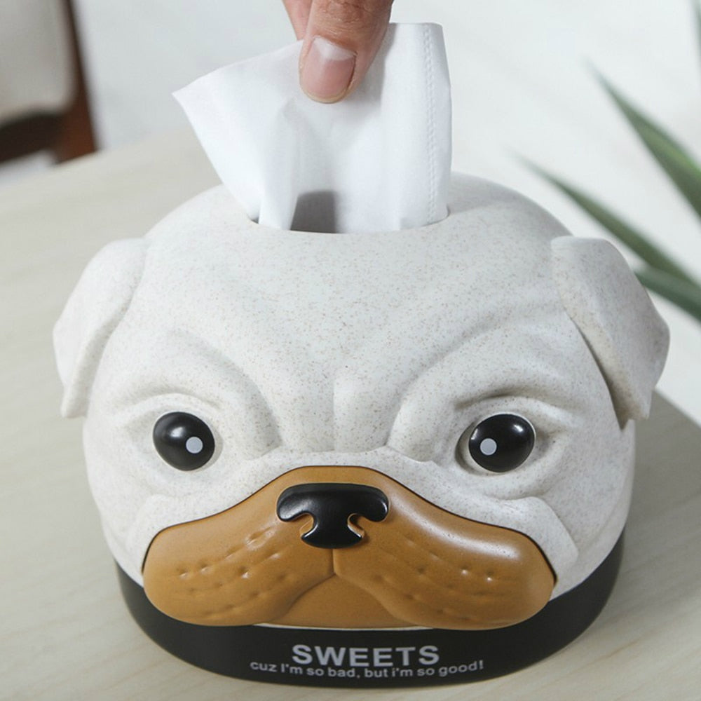Home Car Tissue Box Container Cartoon Dog Napkin Tissue Dispenser Facial Hand Paper Case Storage Holder Office Desktop Decor