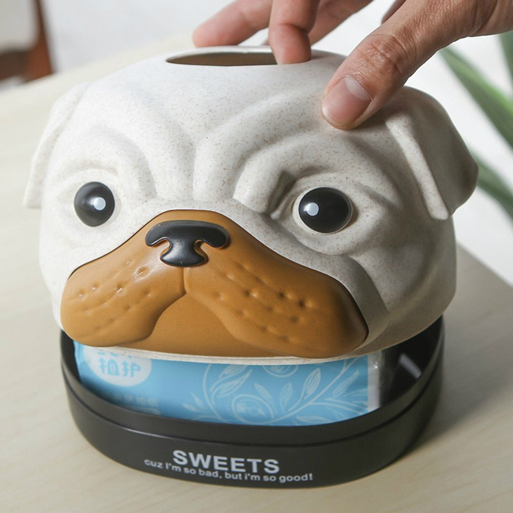 Home Car Tissue Box Container Cartoon Dog Napkin Tissue Dispenser Facial Hand Paper Case Storage Holder Office Desktop Decor