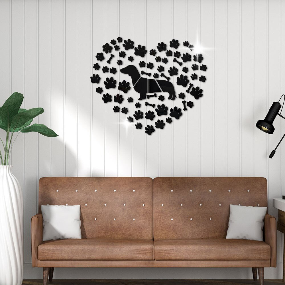 Dachshund Paws Mirror Effect Wall Stickers