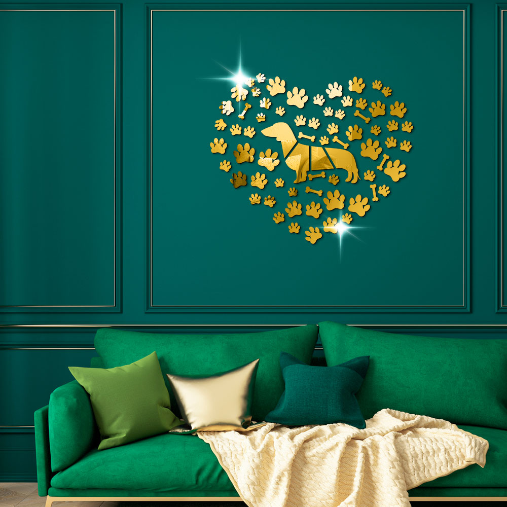 Dachshund Paws Mirror Effect Wall Stickers
