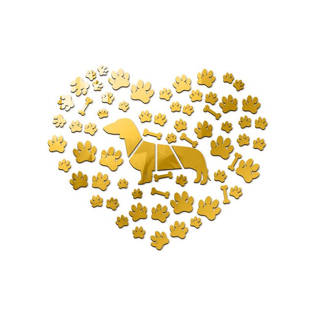 Dachshund Paws Mirror Effect Wall Stickers