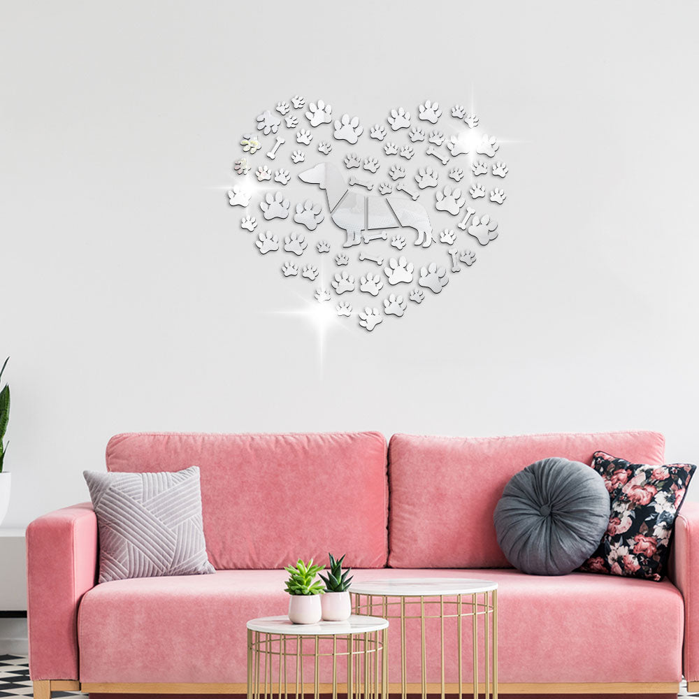 Dachshund Paws Mirror Effect Wall Stickers