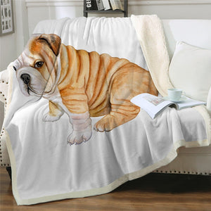 English Bulldog Puppy Sherpa Blanket