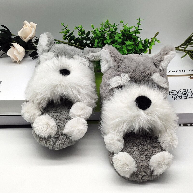 Fuzzy Schnauzer Slippers