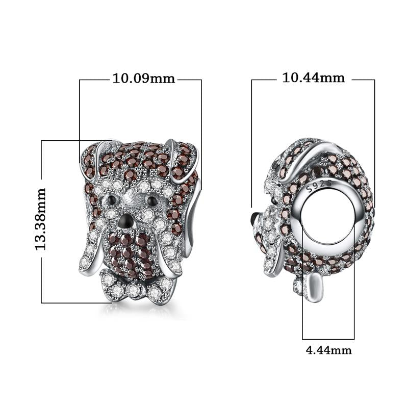 925 Sterling Silver Schnauzer Charm With Zircon-charm-Ploocy-Ploocy