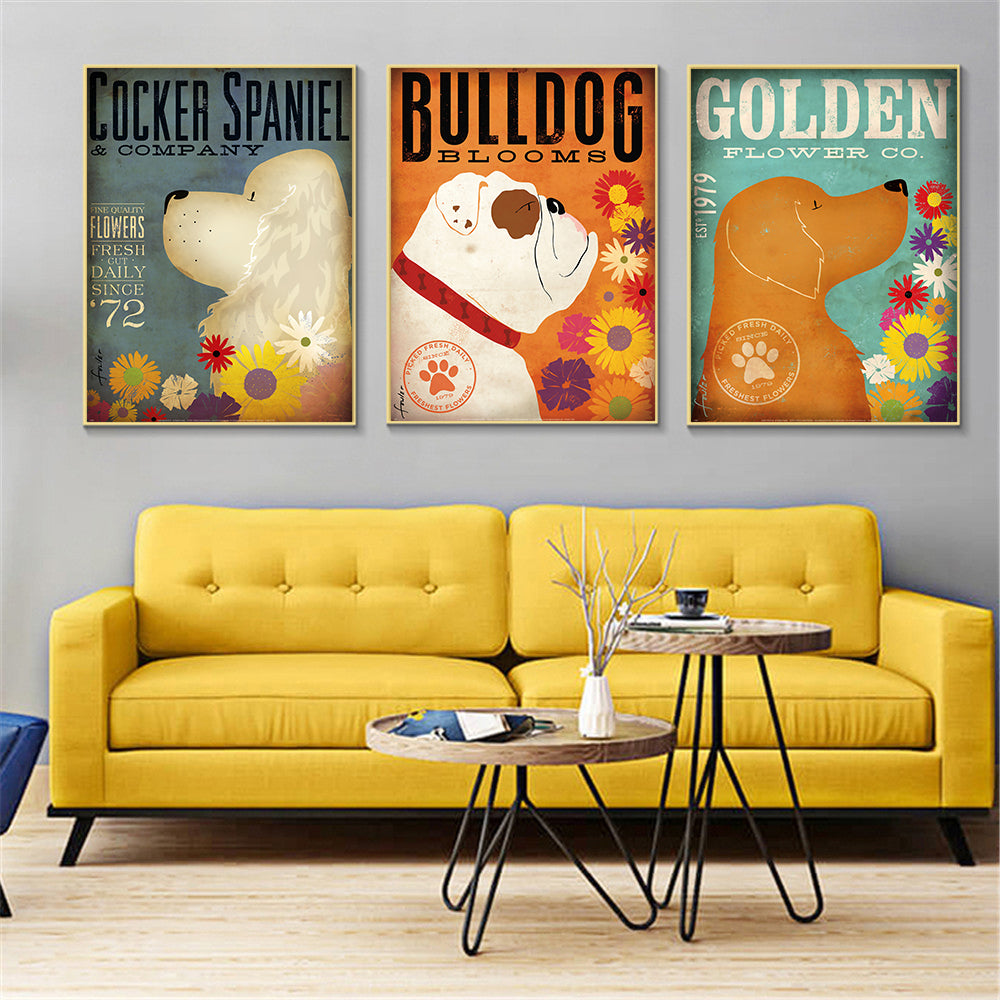 Bulldog Blooms Wall Art.