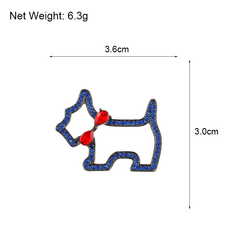 Blue Crystal Westie Brooch